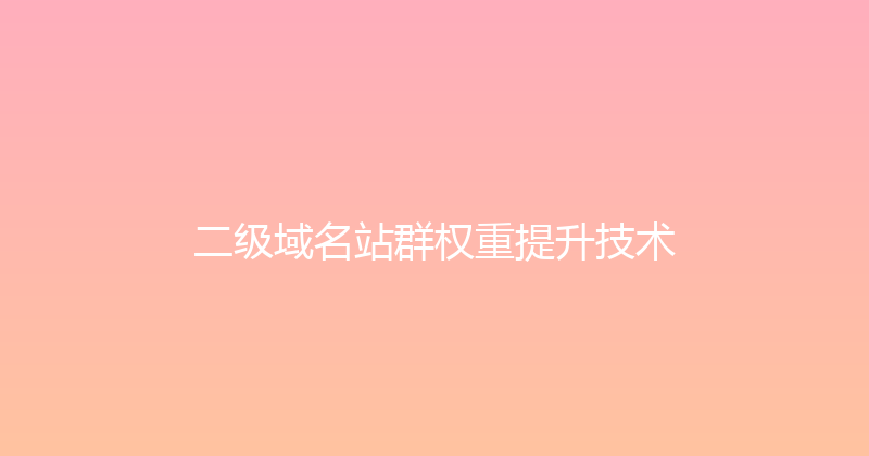 二级域名站群权重提升技术 封面图