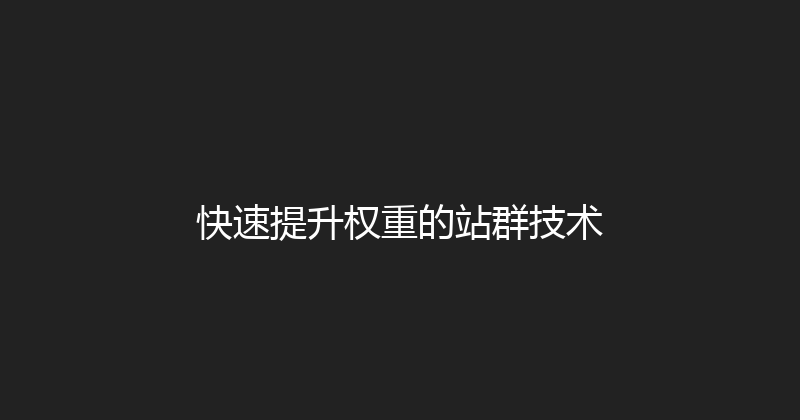 快速提升权重的站群技术 封面图