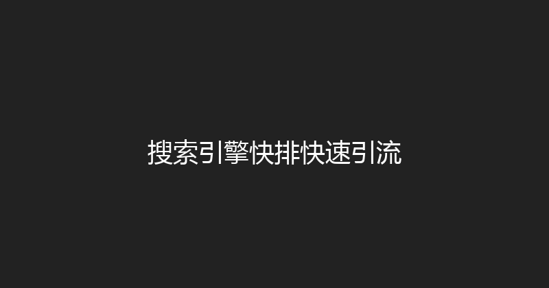 搜索引擎快排快速引流 封面图