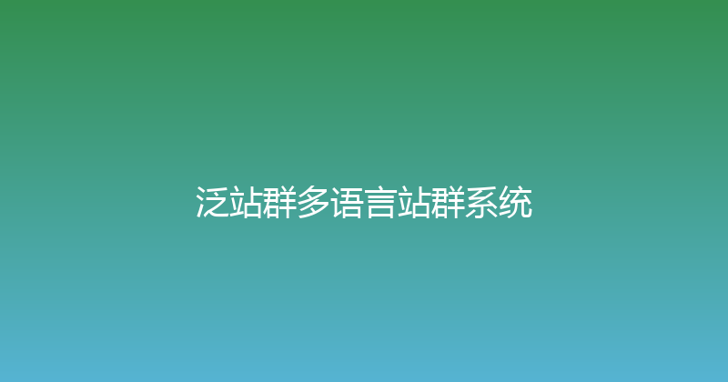 泛站群多语言站群系统 封面图