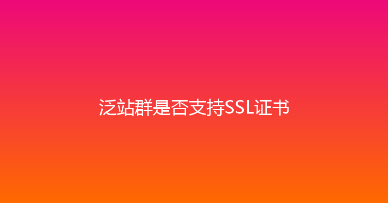 泛站群是否支持SSL证书 封面图