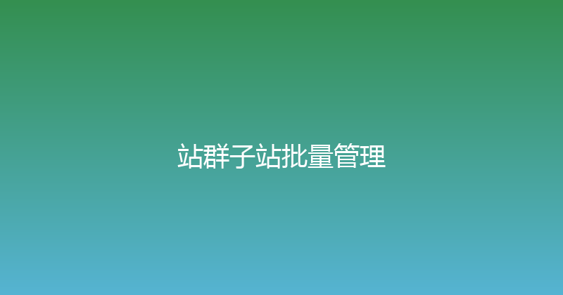 站群子站批量管理 封面图