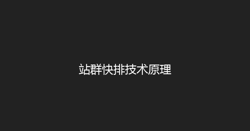 站群快排技术原理 封面图
