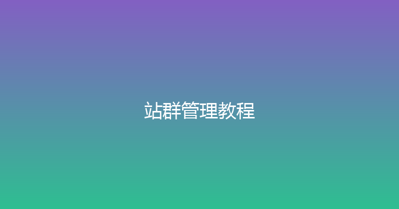 站群管理教程 封面图