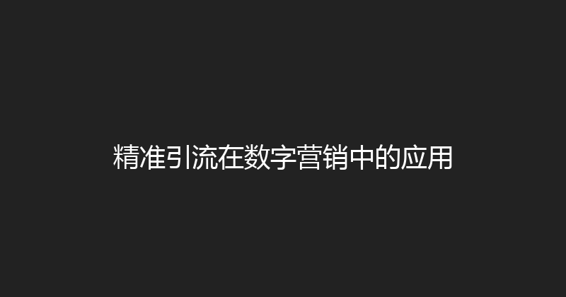精准引流在数字营销中的应用 封面图