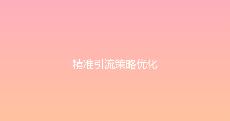 精准引流策略优化 封面图