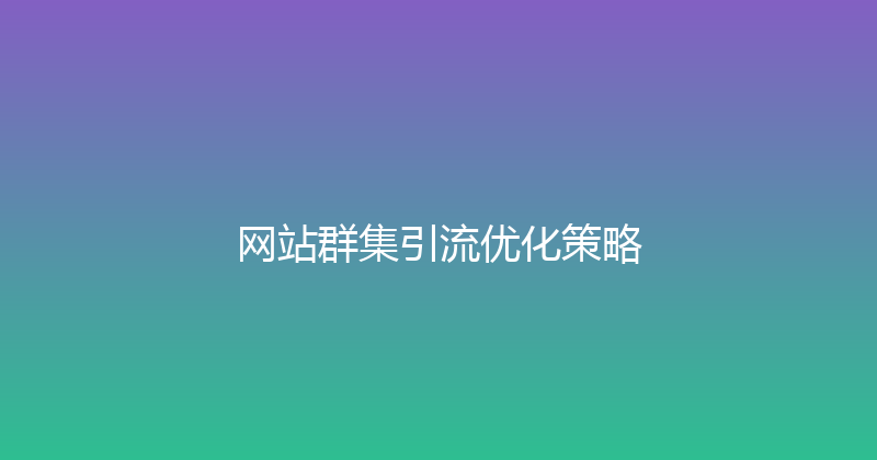 网站群集引流优化策略 封面图
