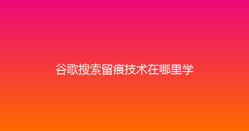 谷歌搜索留痕技术在哪里学 封面图