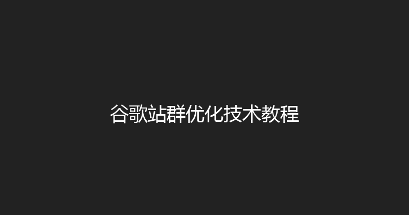 谷歌站群优化技术教程 封面图