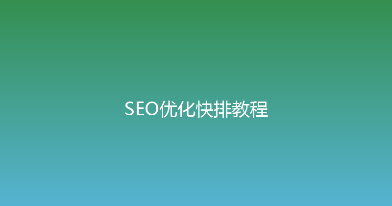 SEO优化快排教程 封面图