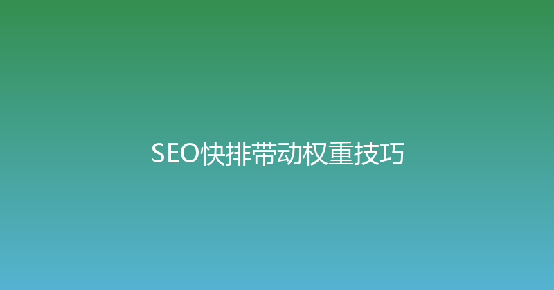 SEO快排带动权重技巧 封面图