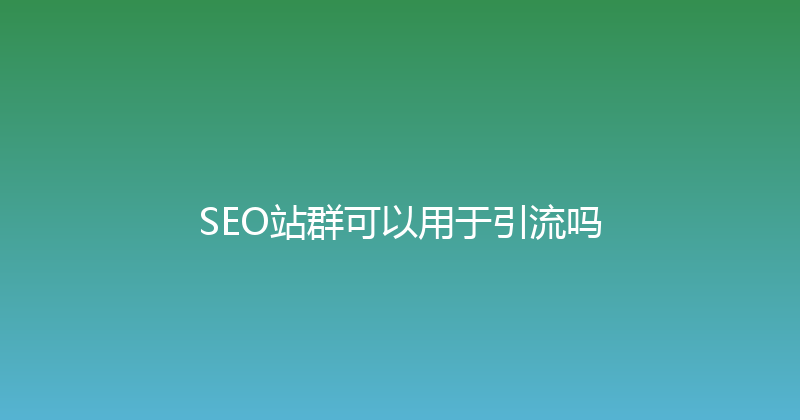 SEO站群可以用于引流吗 封面图